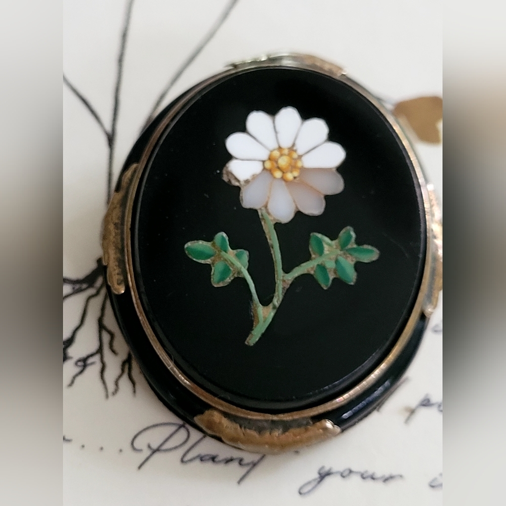 Inlayed Daisy Brooch